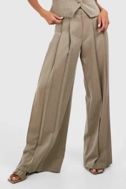 Clearance boohoo Extreme Pleat Wide Leg Trousers taupe