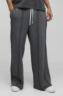 Sale boohooMAN Extreme Wide Leg Exposed Seam Jogger charcoal