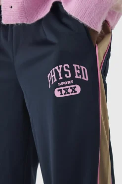 New boohooMAN Extreme Wide Leg Graphic Tricot Joggers navy