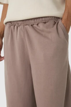 Cheap boohooMAN Extreme Wide Leg Raw Edge Loopback Jogger mocha