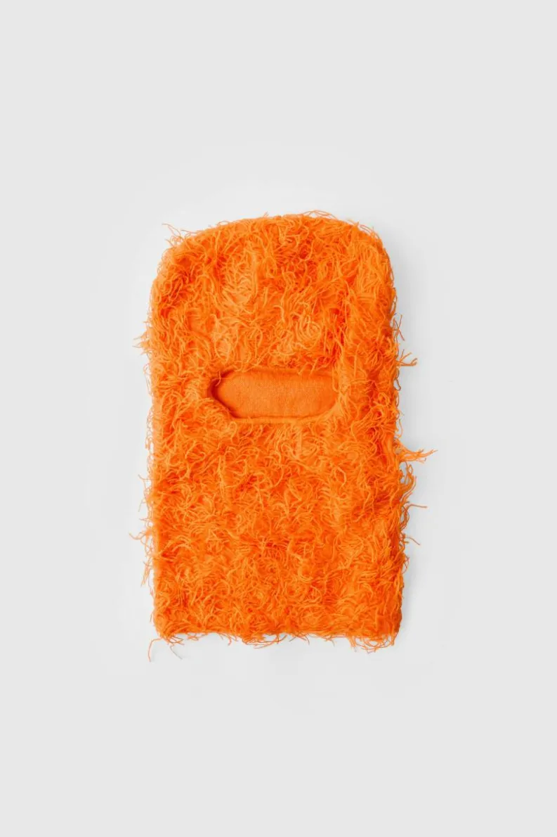 Cheap boohooMAN Eyelash Knit Face Covering in orange