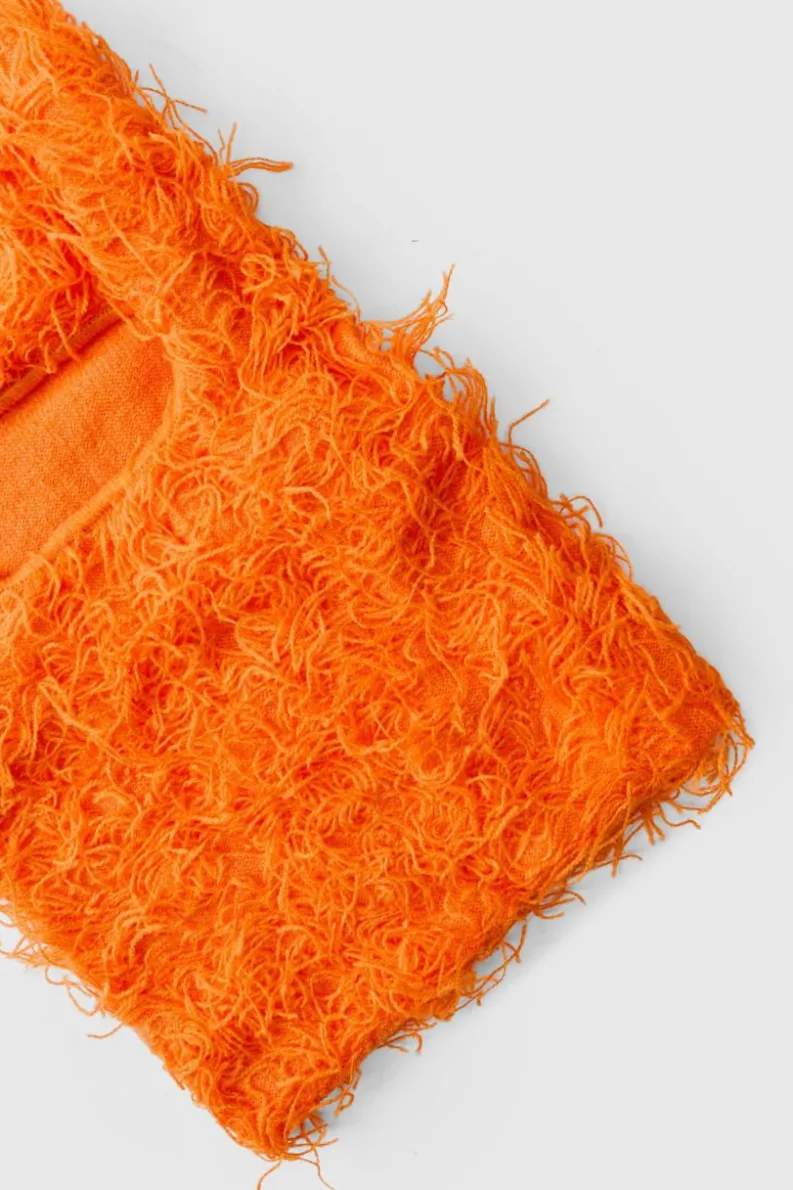 Cheap boohooMAN Eyelash Knit Face Covering in orange