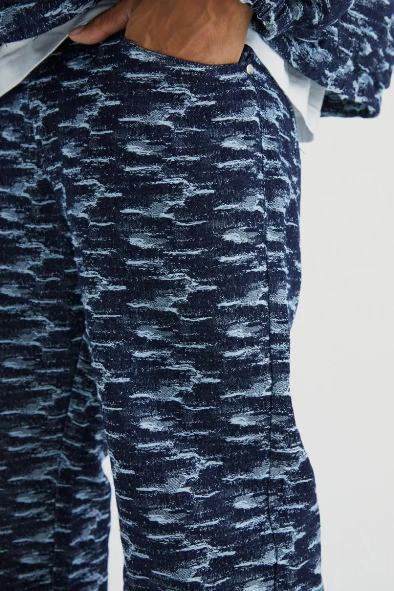 Discount boohoo Fabric Interest Denim Jacket and Jeans Set dark blue