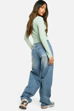 Store boohoo Faded Wide Leg Jeans vintage blue