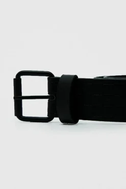 Hot boohooMAN Faux Leather Embossed Checkerboard Belt black