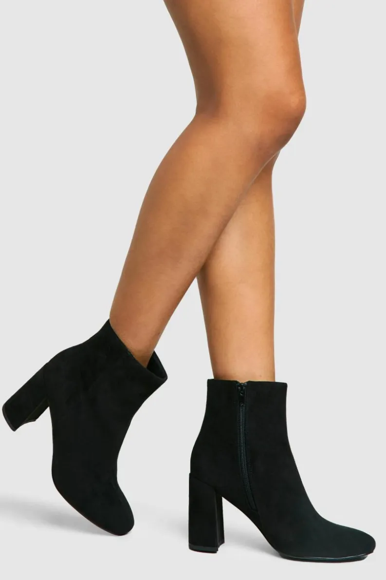 Cheap boohoo Faux Suede Block Heeled Ankle Boot black