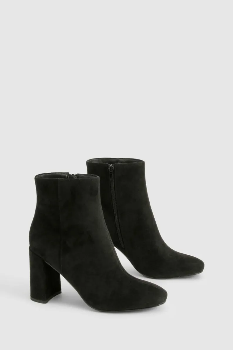 Cheap boohoo Faux Suede Block Heeled Ankle Boot black