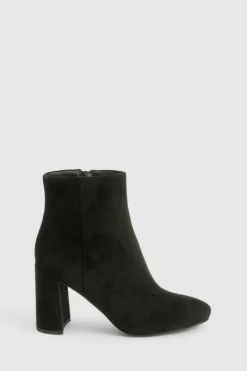 Cheap boohoo Faux Suede Block Heeled Ankle Boot black