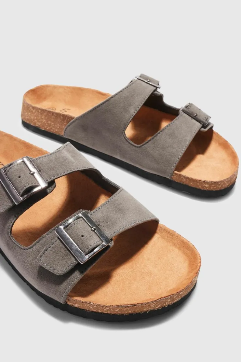 Store boohooMAN Faux Suede Buckle Sandal taupe
