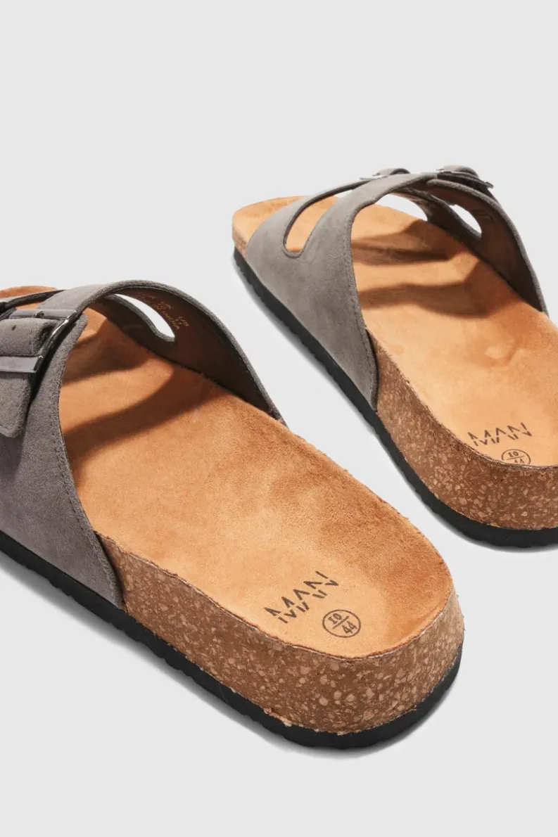 Store boohooMAN Faux Suede Buckle Sandal taupe