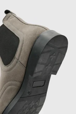 Shop boohooMAN Faux Suede Chelsea Boots grey