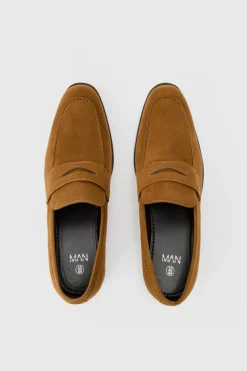 Sale boohooMAN Faux Suede Loafer tan