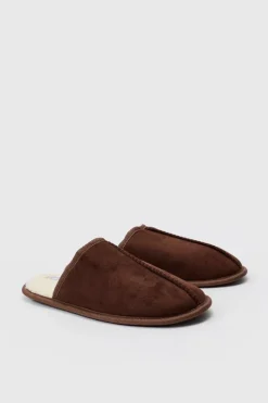 Store boohooMAN Faux Suede Slipper In brown