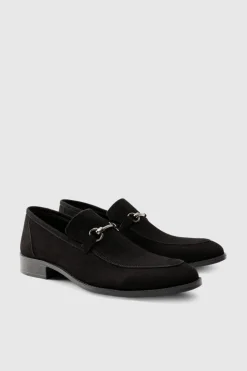 Hot boohooMAN Faux Suede Snaffle Loafer black