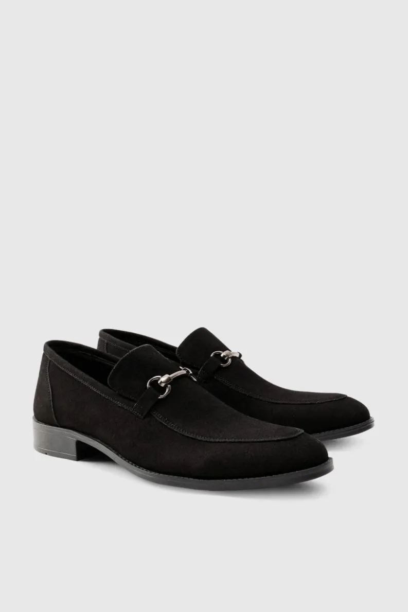 Hot boohooMAN Faux Suede Snaffle Loafer black