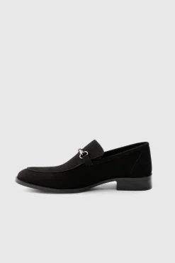 Hot boohooMAN Faux Suede Snaffle Loafer black