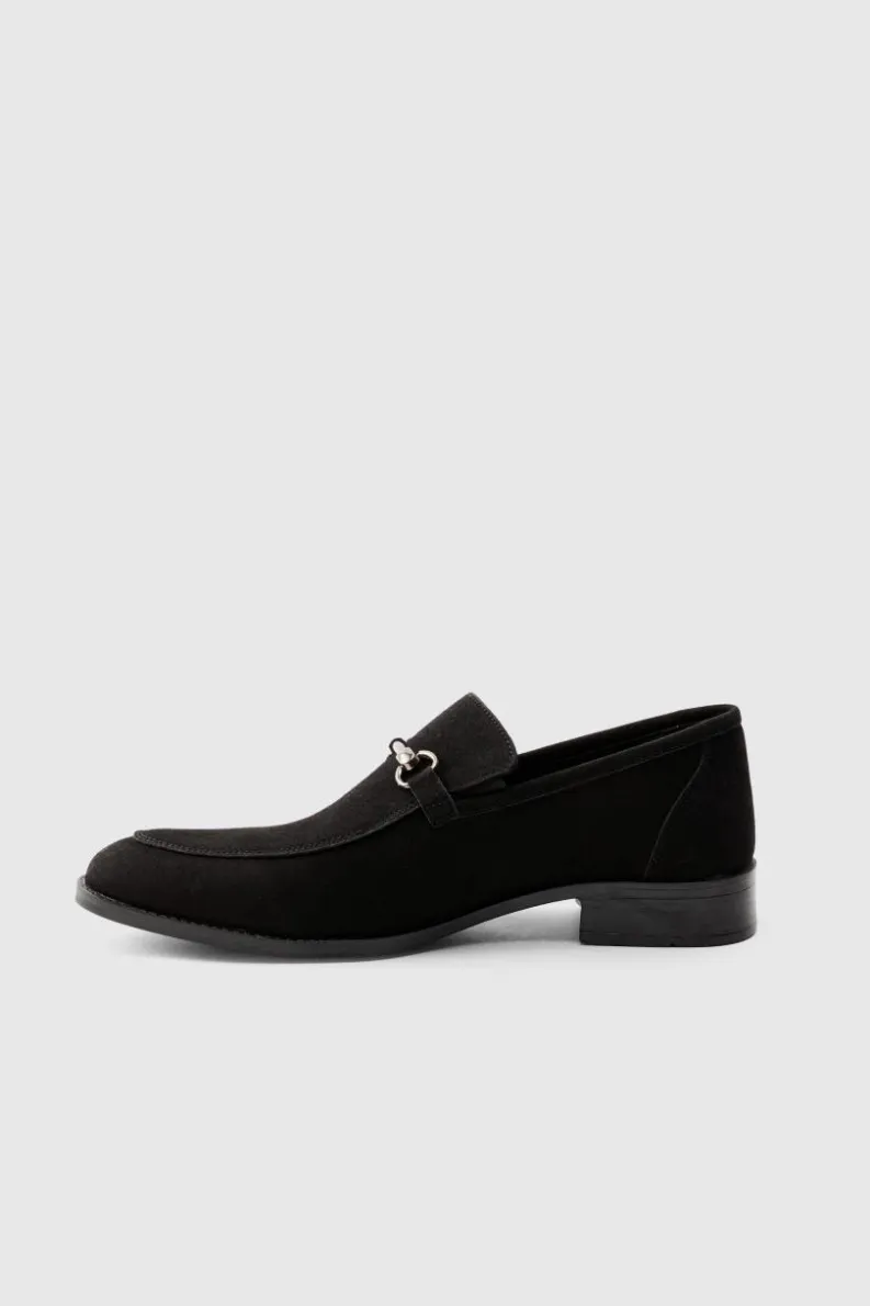 Hot boohooMAN Faux Suede Snaffle Loafer black