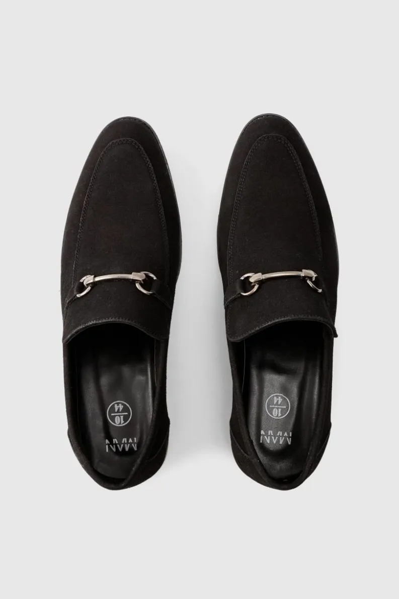 Hot boohooMAN Faux Suede Snaffle Loafer black