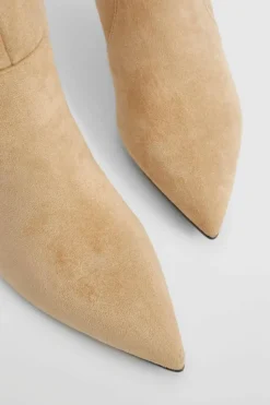 Best boohoo Faux Suede Stiletto Knee High Boots beige
