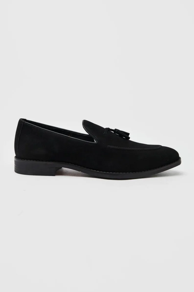 Store boohooMAN Faux Suede Tassel Loafer black