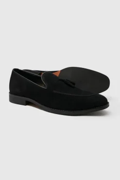 Store boohooMAN Faux Suede Tassel Loafer black