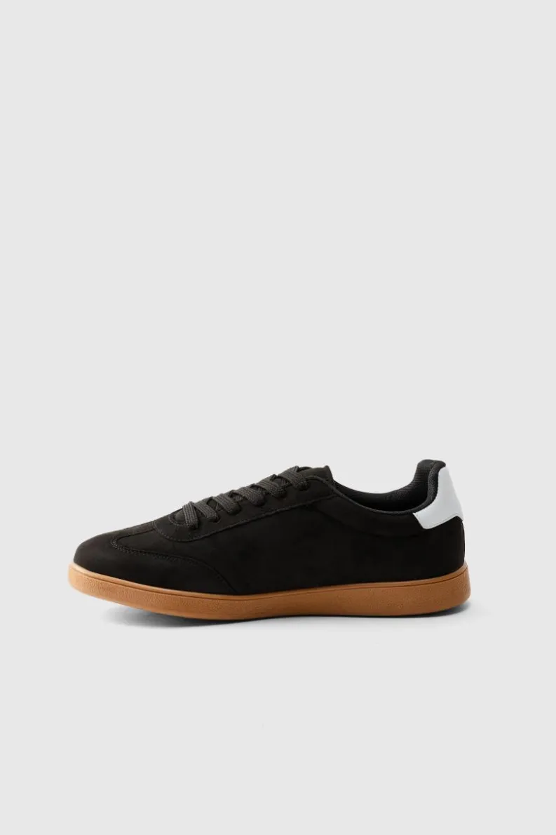 Cheap boohooMAN Faux Suede Trainer In black