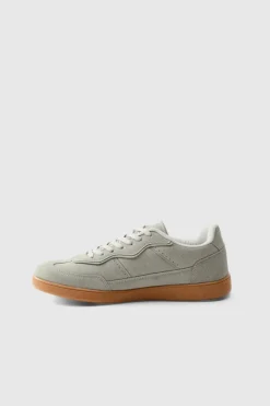 Flash Sale boohooMAN Faux Suede Trainer In with white detail grey