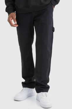 Discount boohooMAN Fixed Waist Carpenter Trousers black