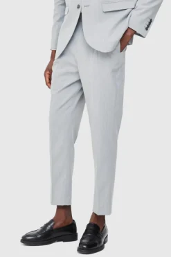 Best Sale boohooMAN Fixed Waist Pleat Front Tapered Tailored Trousers grey