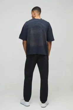 Online boohooMAN Fixed Waist Relaxed Cropped Pleated Chino Trousers navy