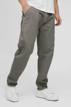 Sale boohooMAN Fixed Waist Relaxed Cropped Pleated Chino Trousers taupe