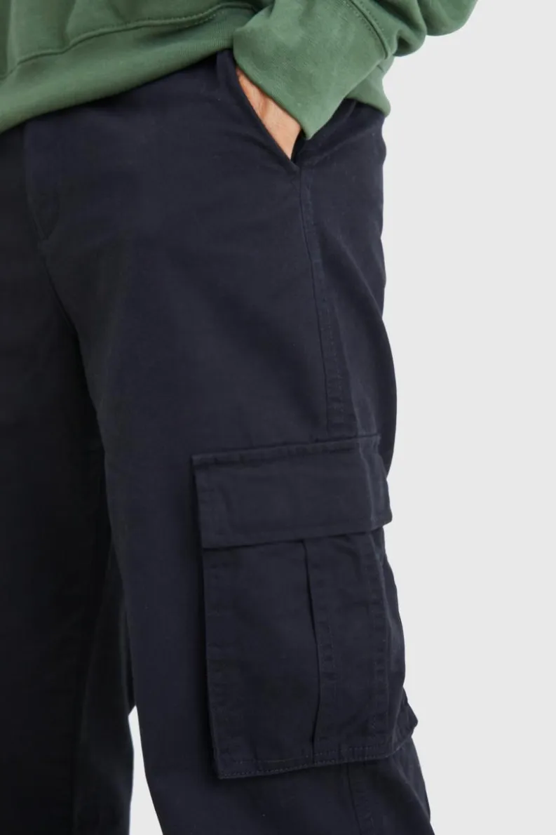 Cheap boohooMAN Fixed Waist Relaxed Fit Cargo Trouser black