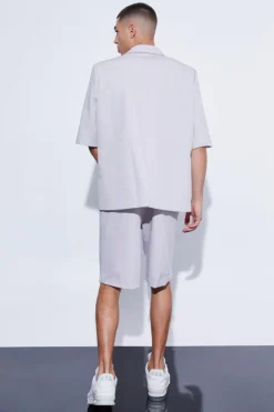 Best Sale boohooMAN Fixed Waist Relaxed Suit Shorts light grey