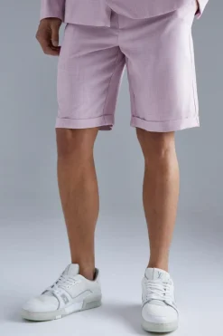 Clearance boohooMAN Fixed Waist Relaxed Suit Shorts light pink