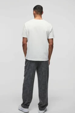 Online boohooMAN Fixed Waist Relaxed Texture Tailored Trouser charcoal