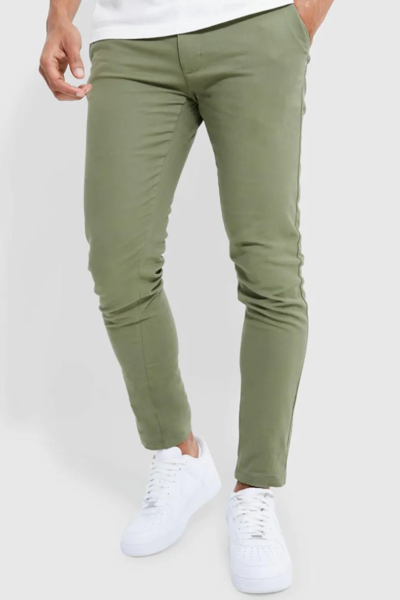 New boohooMAN Fixed Waist Skinny Chino Trouser khaki