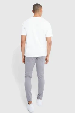 Online boohooMAN Fixed Waist Skinny Chino Trouser grey