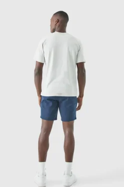 Discount boohooMAN Fixed Waist Skinny Fit Chino Shorts navy