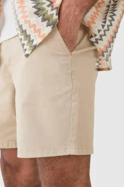 Flash Sale boohooMAN Fixed Waist Slim Fit Chino Shorts stone