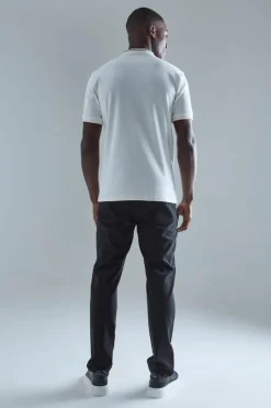 Discount boohooMAN Fixed Waist Slim Fit Technical Stretch Trouser black