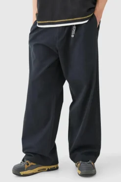 Discount boohooMAN Fixed Waist Super Wide Leg Chino With Charm black