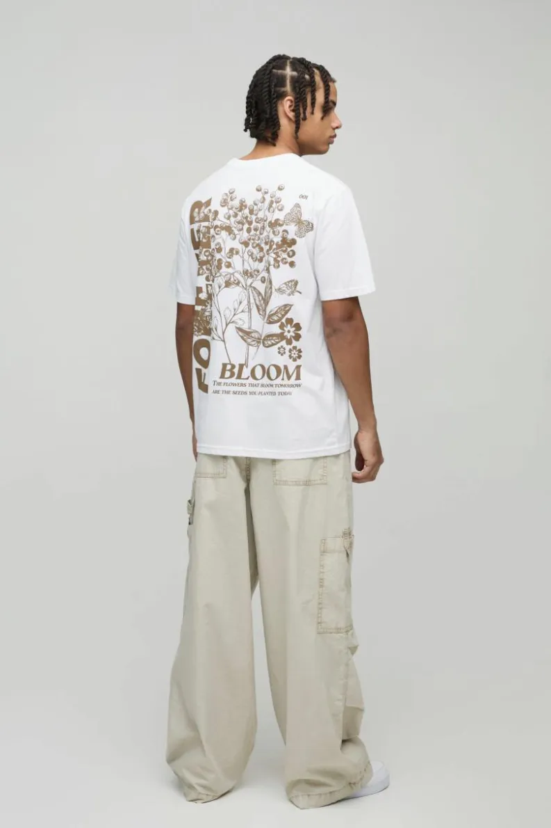 New boohooMAN Floral Graphic T-Shirt white