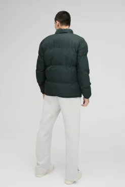 Sale boohooMAN Funnel Neck Puffer Jacket in khaki
