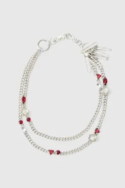 Flash Sale boohooMAN Gem Detail Jeans Chain In silver