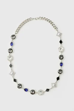Fashion boohooMAN Gemstone Chain silver