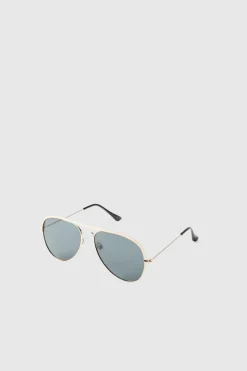 Fashion boohooMAN Metal Navigator Sunglasses gold