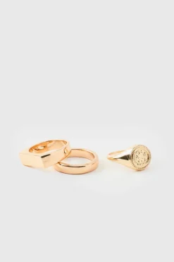 Hot boohooMAN Ring 3 Pack gold