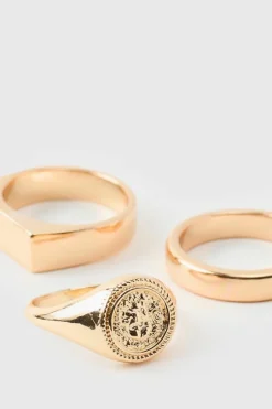 Hot boohooMAN Ring 3 Pack gold