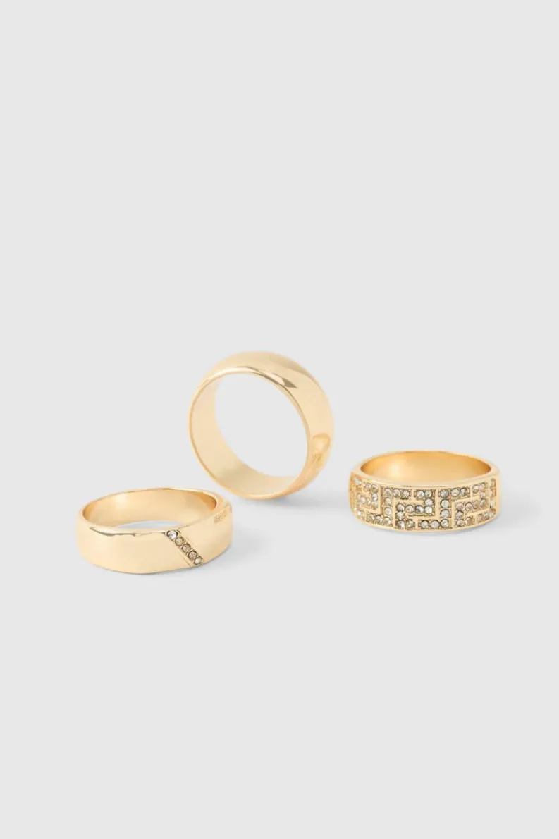 Fashion boohooMAN Ring 3 Pack gold