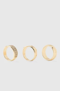 Fashion boohooMAN Ring 3 Pack gold